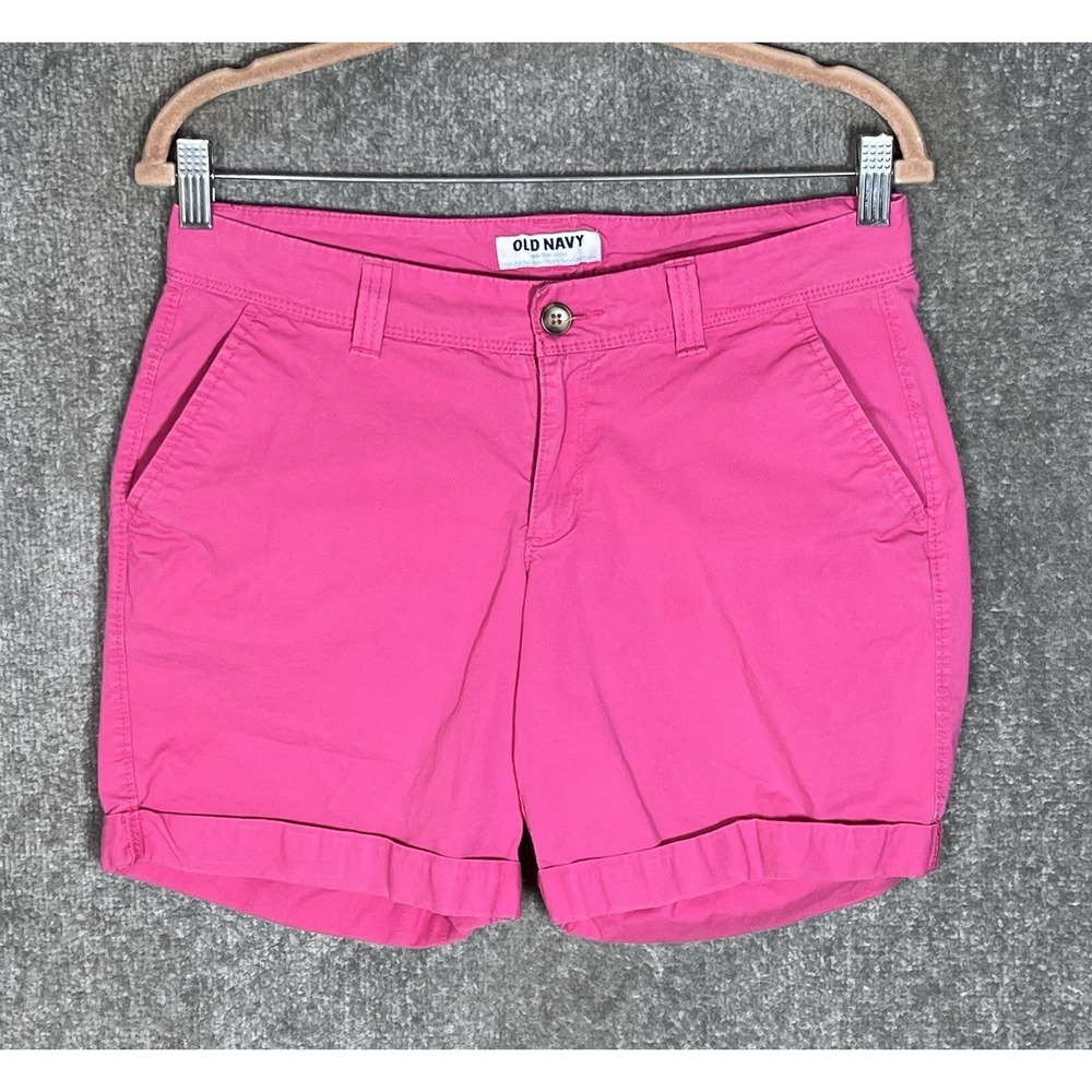 Old Navy Roll Up Bermuda Chino Shorts Womens Size 4 Pink Stretch Pockets Cuffed